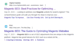 HigherVisibility: HigherVisibility's guide listed above Moz's for "magento seo"